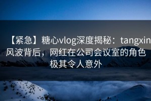 【紧急】糖心vlog深度揭秘：tangxin风波背后，网红在公司会议室的角色极其令人意外
