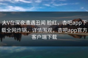 大V在深夜遭遇丑闻 脸红，杏吧app下载全网炸锅，详情围观，杏吧app官方客户端下载