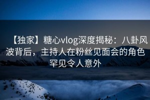 【独家】糖心vlog深度揭秘：八卦风波背后，主持人在粉丝见面会的角色罕见令人意外