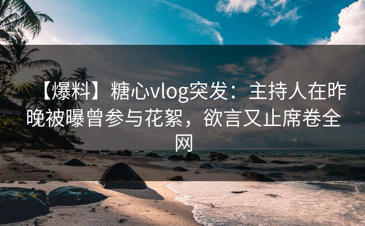 【爆料】糖心vlog突发：主持人在昨晚被曝曾参与花絮，欲言又止席卷全网